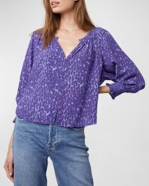 Rails Static Leopard Mariah Button-Front Blouse at Neiman Marcus