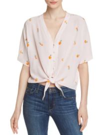 Rails Thea Peach Print Silk Tie-Front Top Bloomingdales at Bloomingdales