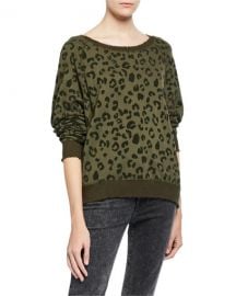 Rails Theo Distressed Leopard-Print Sweater at Neiman Marcus