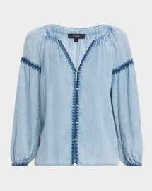 Rails Toshi Embroidered Chambray Blouse at Neiman Marcus