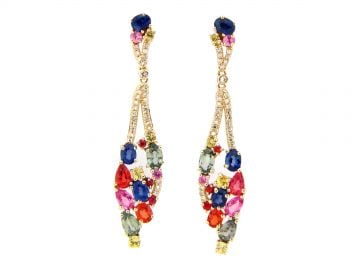 Rainbow Sapphire  Diamond Drop Earring by Dilamani at Dilamani