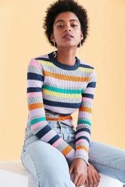 Rainbow Stripe Crew-Neck Sweater by Silence + Noise at Urban Outfitters at Urban Outfitters