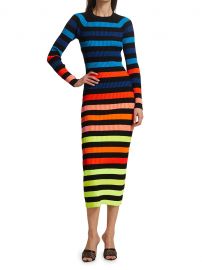 Rainbow Striped Ribbed Midi Dress at Saks Fifth Avenue