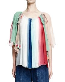 Rainbow-Striped Silk Tassel Top at Bergdorf Goodman