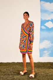 Rainbow Toucans Mini Wrap Dress at FARM