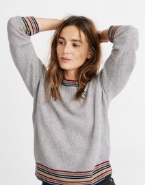 Rainbow-Trim Cashmere Sweatshirt at Madewell