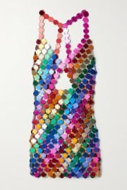 Rainbow open back chainmail mini dress by Fannie Schiavoni at Net A Porter