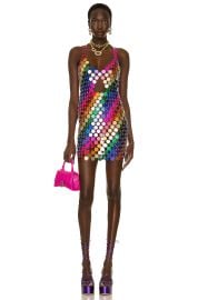 Rainbow open back chainmail mini dress by Fannie Schiavoni at Forward