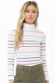 Rainbow striped turtleneck sweater at Forever 21