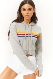 Rainbow striped zip up hoodie at Forever 21