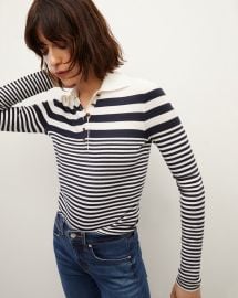 Raj Striped Polo Top at Veronica Beard