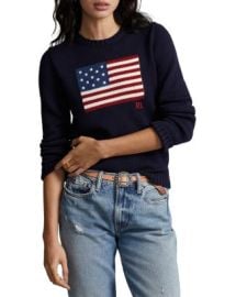 Ralph Lauren American Flag Cotton Crewneck Sweater Bloomingdale39s at Bloomingdales
