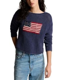 Ralph Lauren American Flag Pointelle Knit Sweater Bloomingdales at Bloomingdales