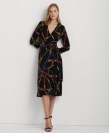 Ralph Lauren Belted Stretch Jersey Surplice Dress at Macys