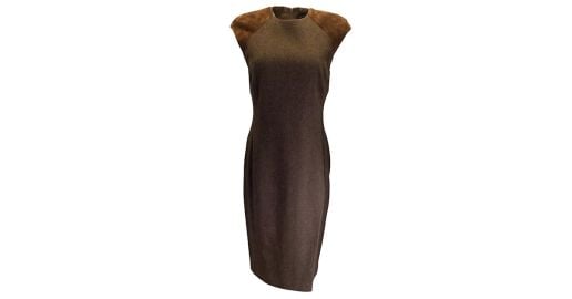 Ralph Lauren Black Label Brown Suede Trimmed Cashmere and Wool Tweed Dress ref952803 - Joli Closet at Joli Closet