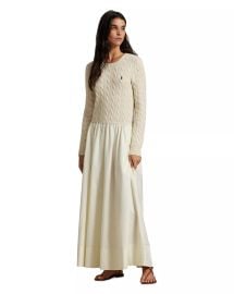 Ralph Lauren Cable Knit Poplin Dress Bloomingdale39s at Bloomingdales