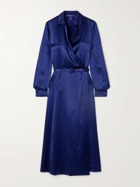 Ralph Lauren Collection Aniyah Silk Satin Day Dress in Dark Sapphire at Net a Porter