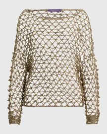 Ralph Lauren Collection Metallic Hand Crocheted Boatneck Sweater at Neiman Marcus