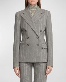 Ralph Lauren Collection Safford Chalk Stripe Double-Breast Flannel Blazer at Neiman Marcus