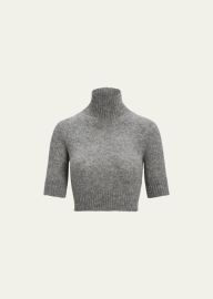 Ralph Lauren Collection Short-Sleeve Turtleneck Crop Wool Sweater - at Bergdorf Goodman