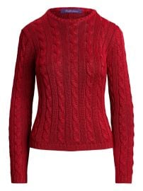 Ralph Lauren Collection cable-knit crew-neck Sweater Red at Farfetch