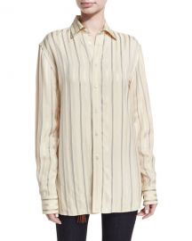 Ralph Lauren CollectionAdrien Satin-Stripe Boyfriend Shirt at Neiman Marcus