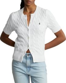 Ralph Lauren Cotton Cable Knit Short Sleeve Cardigan Bloomingdales at Bloomingdales