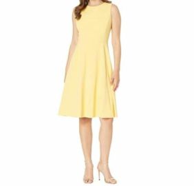 Ralph Lauren Crepe Fit-and-Flare Dress Women Dress Size 10 Yellow quotStainsquot M0509 195092605940 eBay at eBay