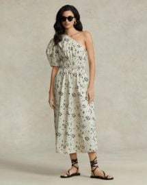 Ralph Lauren Floral One Shoulder Poplin Midi Dress Bloomingdales at Bloomingdales