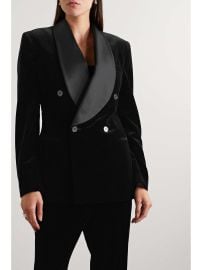 Ralph Lauren Gregory double breasted satin trimmed velvet blazer at Net a Porter