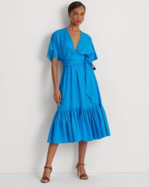 Ralph Lauren Linen Wrap Style Midi Dress Bloomingdales at Bloomingdales