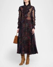 Ralph Lauren Melony Floral Crinkle Chiffon Day Dress at Neiman Marcus