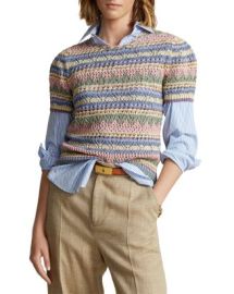 Ralph Lauren Pointelle Short Sleeve Sweater Bloomingdales at Bloomingdales