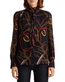 Ralph Lauren Printed Tie Neck Top Women - Bloomingdale s at Bloomingdales