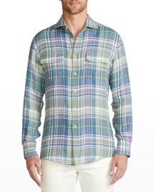 Ralph Lauren Purple Label Menx27s Serengeti Linen Check Sport Shirt at Neiman Marcus