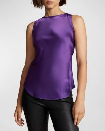 Ralph Lauren Satin Bow Back Sleeveless Top at Neiman Marcus