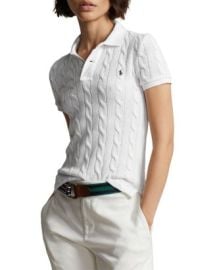 Ralph Lauren Slim Fit Cotton Cable Knit Polo Sweater Bloomingdales at Bloomingdales