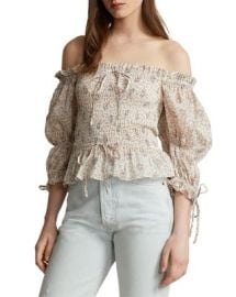 Ralph Lauren Smocked Peplum Top Bloomingdales at Bloomingdales