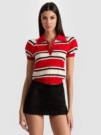 Ramona Striped Pullover In Perfect Ruby Multi Alice Olivia at Alice + Olivia