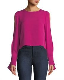 Ramy Brook Addy Open-Sleeve Silk Blouse at Neiman Marcus