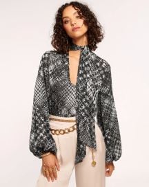 Ramy Brook Aliyah Blouse in Houndstooth Burnout at Ramy Brook