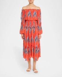 Ramy Brook Alyce Off-Shoulder Midi Dress at Neiman Marcus