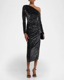Ramy Brook Anastasia Velvet Off Shoulder Midi Dress at Neiman Marcus