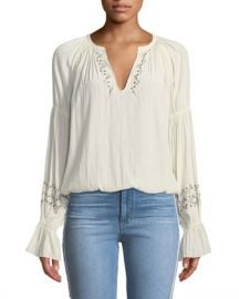 Ramy Brook Antonia Embellished Peasant Top at Neiman Marcus