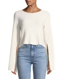 Ramy Brook Audrina Rib-knit Split-Sleeve Top at Neiman Marcus