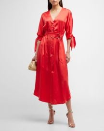 Ramy Brook Baldwin Satin Midi Shirtdress at Neiman Marcus