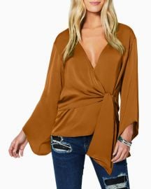 Ramy Brook Cassandra Long-Sleeve Tie-Front Blouse at Neiman Marcus