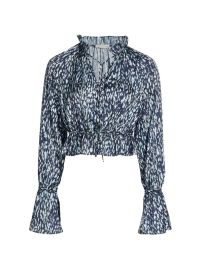 Ramy Brook Cher Poet-Sleeve Cropped Blouse on SALE at Saks Off 5th