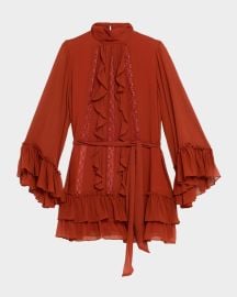 Ramy Brook Claudia Silk Chiffon Ruffle Tiered Mini Dress at Neiman Marcus