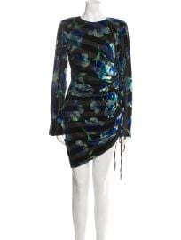 Ramy Brook Dexter Velvet Long Sleeve Mini Dress in Lapis Floral at The Real Real